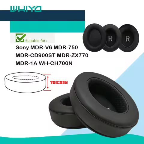 Whiyo Replacement Ear Pads for Sony MDR V6 7506 CD900ST ZX770 1A WH-CH700N Headphones Cushion Velvet