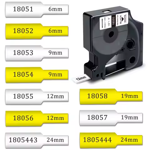 6~24mm Compatible Dymo Heat Shrink Tube Tapes 18051 18052 18053 18054 18055 18056 18057 18058 for Rh