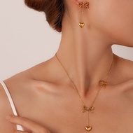 Yukis 316L Stainless Steel  Butterfly Bow Necklace For Woman Necklace Earrings Suit Womens New Trend