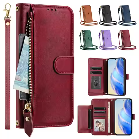 Wireless Charging Leather Zip Wallet Card Phone Case for Sony Xperia 5 VI 2024 10V 5V 1V 5 10 1 IV L