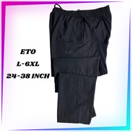 【ETO 802/4】4XL-6XL Unisex Black Long Pants Tracksuit Lelaki Perempuan Seluar Panjang High Elastic Jo