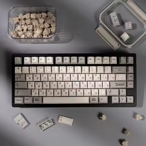 144 Keys Retro Russian Keycaps for Mechanical Keyboard Grey White PBT Thicken Dye Sublimation Cherry