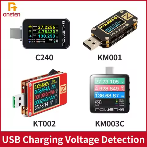 POWER-Z USB Tester KM003C KT002 KM001 C240 Micro Digital Voltmeter QC5.0/PD3.1 Voltage Current Power