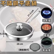 其他品牌 - 【直徑28cm】不粘鍋 304不鏽鋼蜂巢紋平底鑊連鍋蓋 蜂巢紋物理防黏 快速導熱 不鏽鋼小鍋 煎炒 不黏鍋 易潔鑊 平底鍋 不粘鍋 直徑28cm