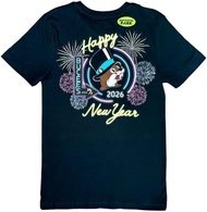 Buc-Ee's Happy New Year 2026 Glow In The Dark T-Shirt Beaver Character With Fireworks Design Black y