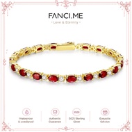 FANCIME "Glamour Radiance" January Birthstone Fancy Cut Tennis Garnet Sterling Silver Bracelet