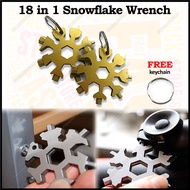 Portable 18 in 1 Snowflake Snow Wrench Screwdriver Bike Camp Hiking Car Repair Tool Outdoor DIY Spaner Pembuka Keychain