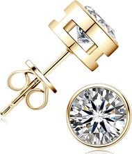 Moissanite Stud Earrings 0.5CT-2CT D Color VVS1 Brilliant Round Cut Lab Grown Diamond Earrings 18K W