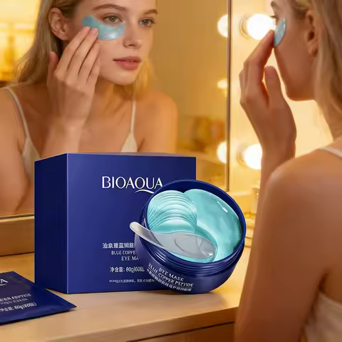 60pcs BIOAQUA Copper Peptide Eye Patches Anti Dark Circles Moisturizing Anti-Wrinkles Anti-Aging Eye