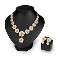 Alloy Jewellery Set Women's Gold Jewellery Set Pearl Necklace Earrings Set Women's Day & Party Jewel