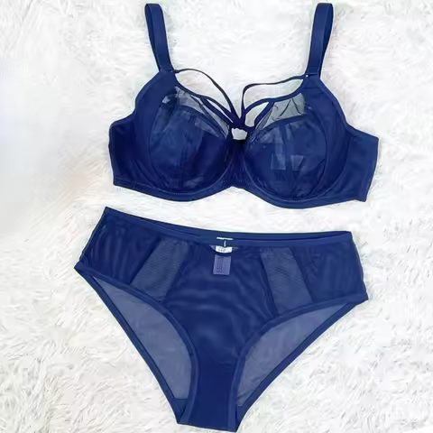 Plus Size Specific Bra and Panty Set Minimize Ultra Thin Full Cup Soft Underwire Lift Side Recovery 