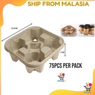 [75 pcs] 4 Cup Paper Moulded Pulp Cup Tray / Drink Tray / Disposable Cup Tray / Biodegradable Pulp F