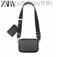 Zaraอาร์คันซอกระเป๋าผู้ชายใหม่สีดำ2023โลโก้ยอดนิยมเป็นขนมปังเล็กๆสองชิ้นกระเป๋าสะพายข้างกระเป๋าถือหน