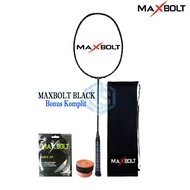 New-- Raket Badminton Maxbolt Black Raket Maxbolt Black Bonus Komplit