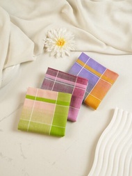1套3入組17英寸方格棉質女用手帕，多種顏色可選，43CM，適用於日常使用