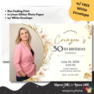 40 50 60th Birthday Invitation Card 9 or 12 pcs with Free White Envelope