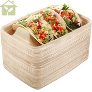 50Pcs Taco Plates Reusable 3 Compartments Taco Serving Plates Stackable Taco Tray Holder No Mess Tac