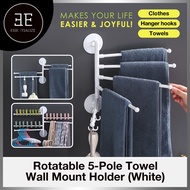 180 Degree Rotate 5/3 Layer Towel Holder Wall Mounted Rack Shelf Self-adhesive Toilet Hanging Hanger Bathroom Tool