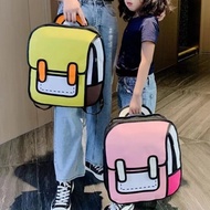 Y2K Cute 2D Painting Cartoon Bag Anime Backpack 3D Comic Student School Bag Cute Teenager Backpack F