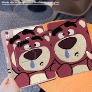 【 360 ° Rotation 】 For iPad Pro 11 2021  Cartoon Big Face Strawberry Bear iPad 10Air 4 Air 5 Tri Fold Acrylic Hard Case Air3 2017 iPad Protection Case with Pen Slot