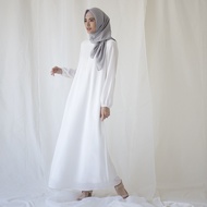 UNGU OFFWHITE Basic Sada by Aska Label - Gamis POLOS with pockets and nursing friendly crepe materia
