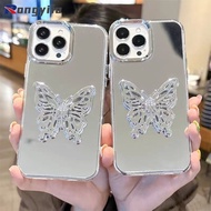 Luxury Butterfly Holder Mirror Phone Case For Samsung Galaxy S25 S24 S23 S22 S21 Plus S20 FE Note 20