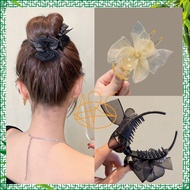 [New] 1 women's hairpin with 3 teeth Beautiful bow and charming Korean crab claw