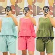 Challis Ruffles Terno Short Plus size