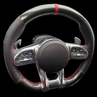 DIY Artificial leather Suede Carbon Fiber Customized Hand-stitched Car Steering Wheel Cover For Merc