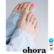 [Ohora] Korea High Quality Gel Nail Patch, Nail Sticker, Semi-Cure Nail Art, Pedi Watercolor - 30pcs