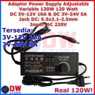 Adjustable Variable Power Supply Adapter 120W DC 12V 10A 3V-12V 10A 24V 5A 3V-24V 5A 120 Watt LED Di