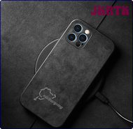 JKRTK Turn fur car logo Original Suede Leather For iPhone 11 12 13 14 15 Pro Max Case Mini plus Back Cover phone cases HRTWR