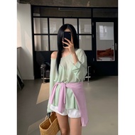 [Droom7] Genuine Korean Tall European Greasy Transparent Linen Casual Top 26SS52 Shopee Coins Reward