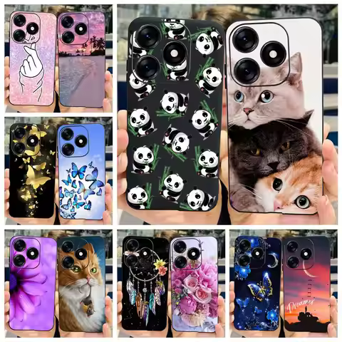 For Tecno Spark 10 Case Spark 10C KI5k Cute Cat Panda Cover Silicone Soft TPU Phone Case For Tecno S