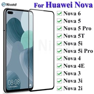 Full Cover Tempered Glass For Huawei Nova 6 5 5i 5T 4 4E 3 3i 2i Screen Protector For Huawei Nova 8 7 7I 8SE 7SE 6SE 6 5 4 3 Protective Glass Film