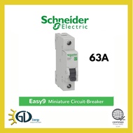 1Pole Schneider Easy9 MCB 63A C 6000A 230V Miniature Circuit Breaker (EZ9F56163)
