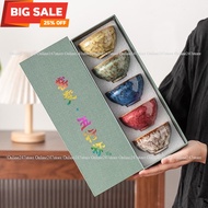 Set of 5 cups of Five Elements with Fire Glaze, 5 unique bowls of Thien Mu Five Elements, Five Eleme