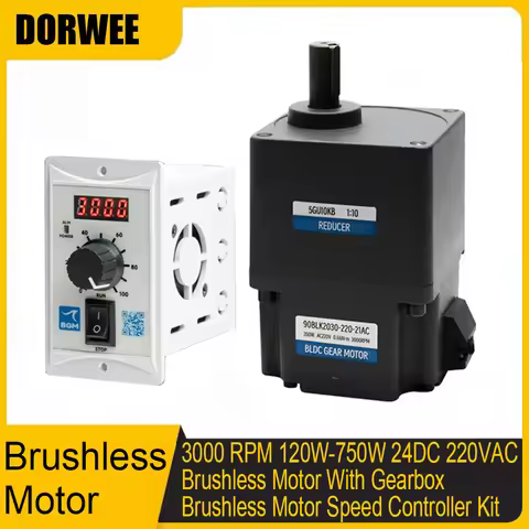 High Speed Brushless Gear Motor 200W 400W 750W High Torque Electric BLDC DC 24V AC 220V 3000RPM with