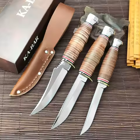 NEW KA-BAR Hunter Fixed Blade Knife 1232 / 1226 / 1233 3 Models Outdoor EDC Pocket Knife 4116 Steel 