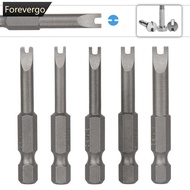 FOREVERGO 5Pcs U Shaped Screwdriver Bits 1/4 Hex Magnetic Batch Head Set 50mm Length for Hand Tools 