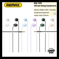 Remax RM-619 Wired Earphone Wired Headphone Sleep Earphone Silicon Calls Music Remax Earphone