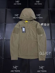 Arcteryx始祖鳥 LEAF軍鳥 GAMMA SL ANORAK 輕量化戰術戶外防風抗水 純色半拉鍊連帽 軟殼衣外套 男款