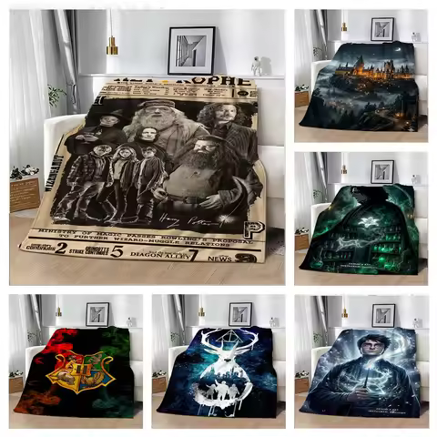 H-Harry Potters Cartoon Movie 3D Flannel Blanket Soft Throw Blanket Art for Home Decor Bedroom Bed S