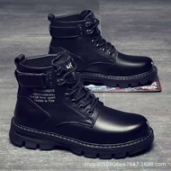 KY/16 Autumn and Winter2022New Men's Boots Korean Style Mid High Top Shoes Dr. Martens Boots Casual Men's Leather Boots