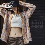 MADEN brand 2023 Autumn New Womens Youth American Vintage Knitwear Oil Painting Colorful V-neck Vert