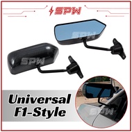 Universal Side Mirror (F1 Style) Car Rearview Blue Mirror Wide Angle With Paint Myvi Axia Bezza Saga