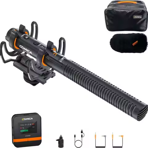 COMICA VM40 Shotgun Microphone with Wireless Modes, 48kHz/32-bit, 32GB Storage, Super Cardioid Camer