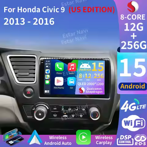 Android 15 Car Radio For Honda Civic 9 2013 - 2016 US EDITION AI Voice Multimedia Video Player Navig