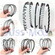 Simple Unisex HairBand Steel Metal Black Wavy Hair Head Hoop Band Sport Headband Metal Hairband