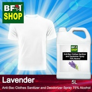 Antibacterial Clothes Sanitizer and Deodorizer Spray (ABCSD) - 75% Alcohol with Lavender - 5L